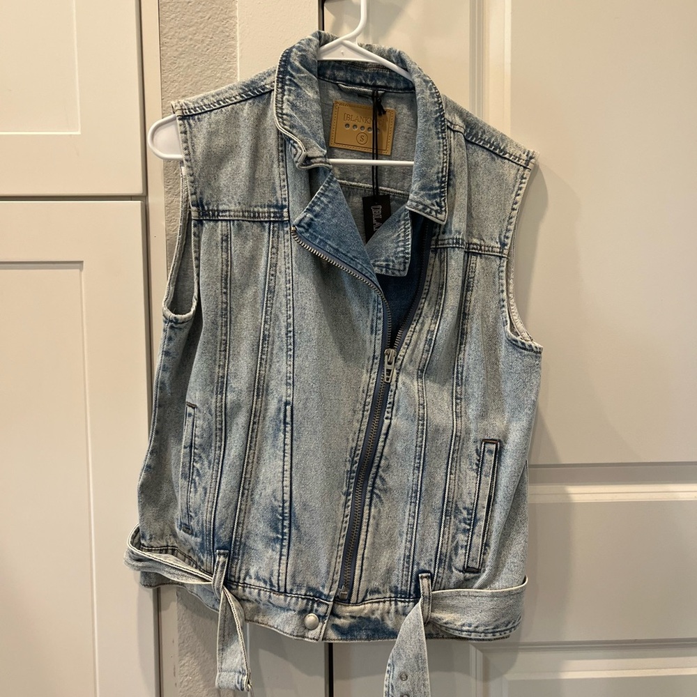 Blank NYC Nice Try Denim Moto Vest